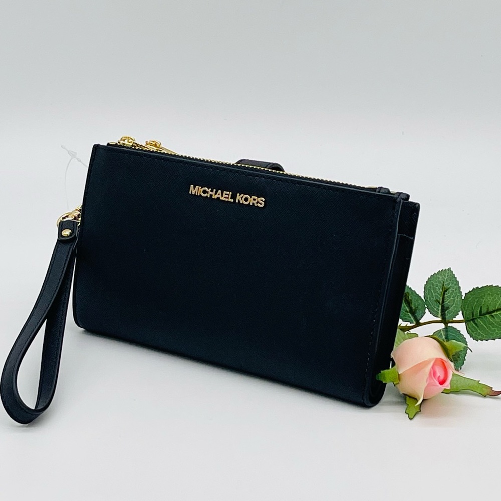 Michael Kors Large Double Zip Wallet Wristlet Black